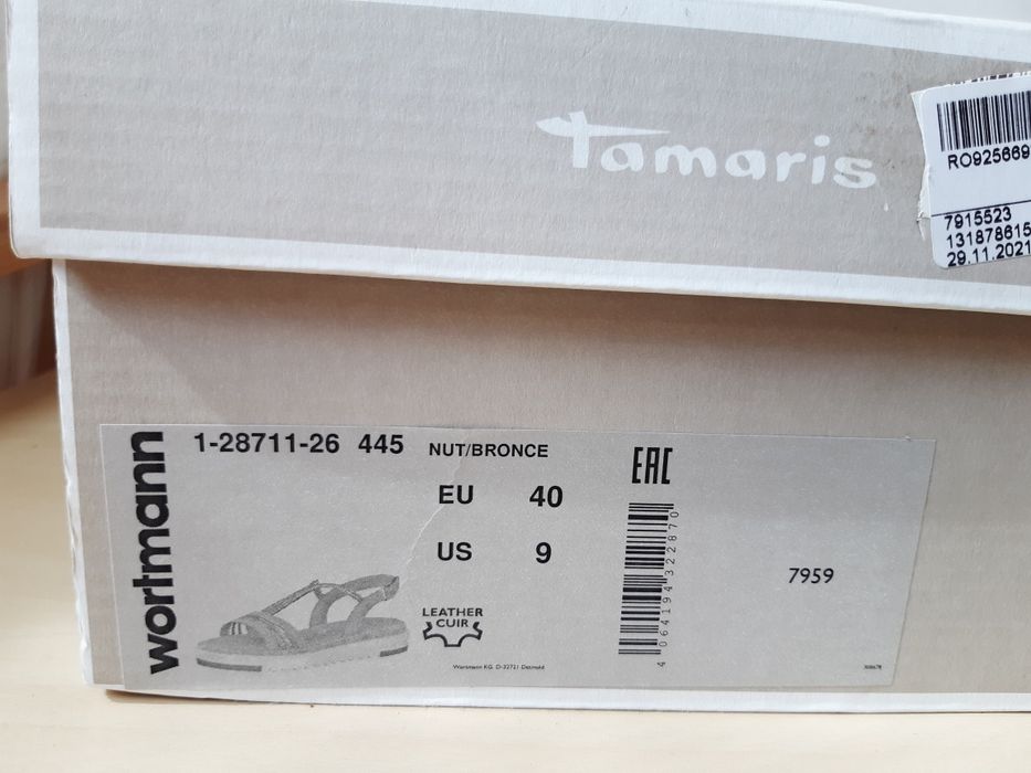 Нови сандали естествена кожа Tamaris, номер 40