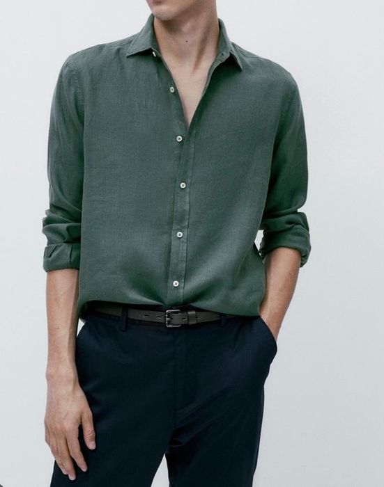 Мужская рубашка лён Massimo Dutti