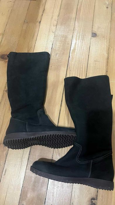 Дамски ботуши ECCO, естествен велур, черни, 39 номер