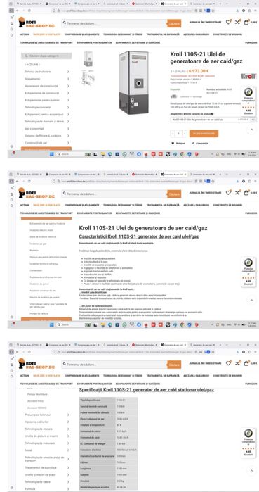 Centrala ieftina Kroll pe motorina sau ulei ars