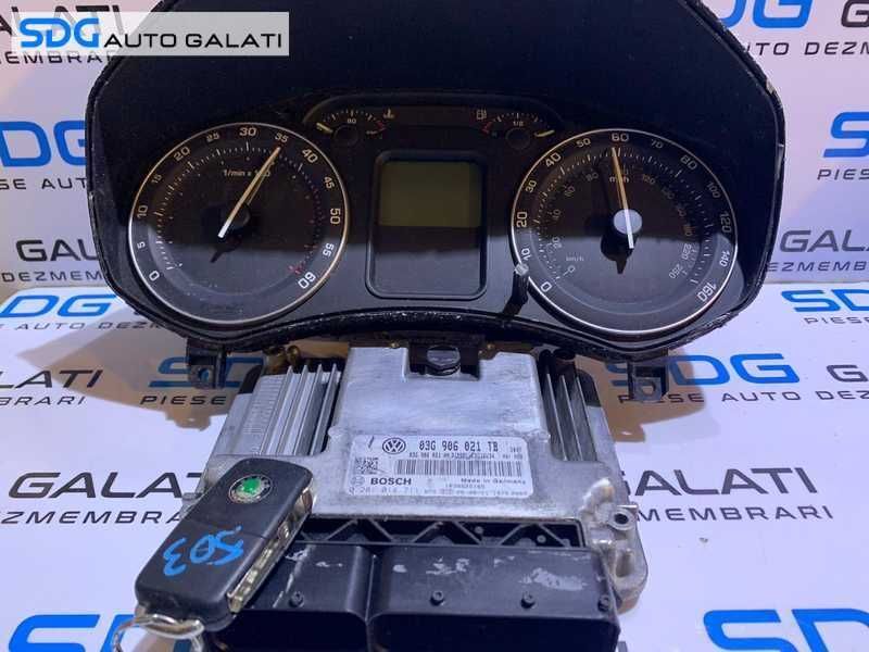 Kit Pornire ECU Calculator Motor cu Cip Cheie si Ceas Ceasuri Bord cu Imobilizator Skoda Octavia 2 1.9 TDI BXE 105CP 2004 - 2013 Cod 03G906021TB 0281014711 [L4429]