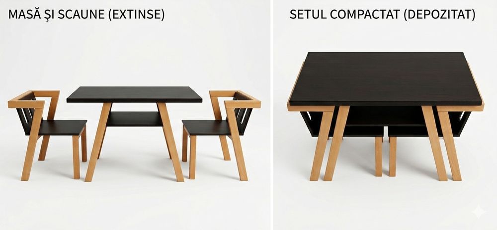 Set Dining Premium – Lemn Masiv de Fag – Design Modern & Compact