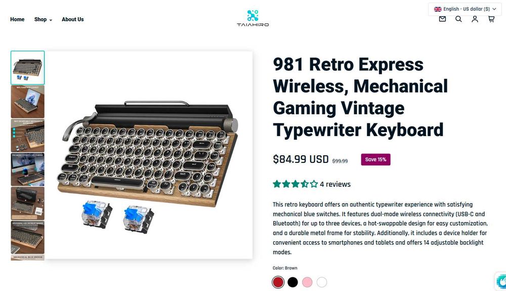 Ретро клавиатура тип - пишеща машина