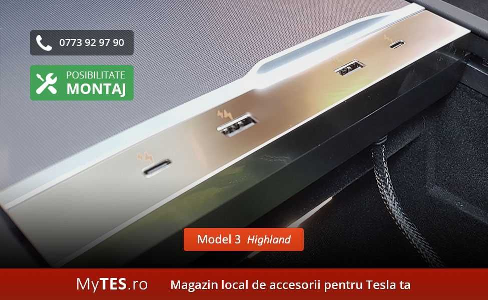 Panou extensie mufe USB - Tesla Model 3 / Y