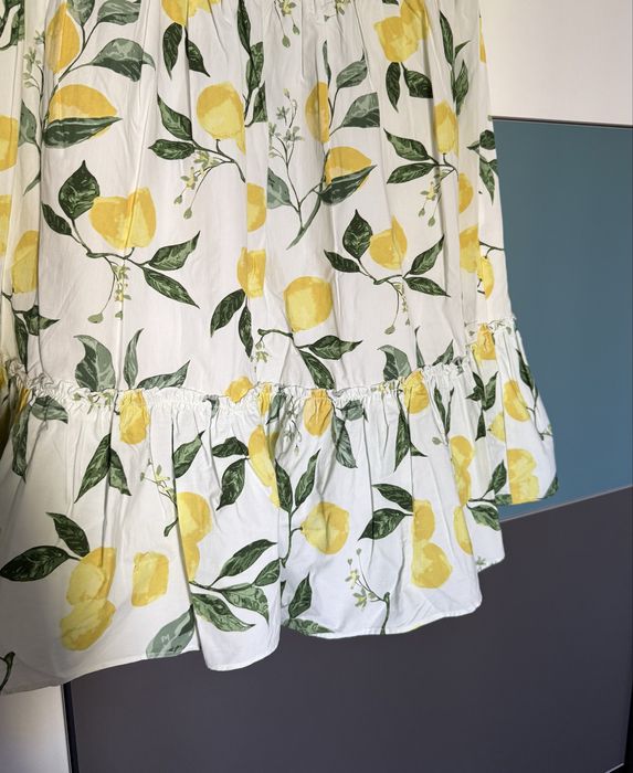 Fusta de vara cu imprimeu cu lamai