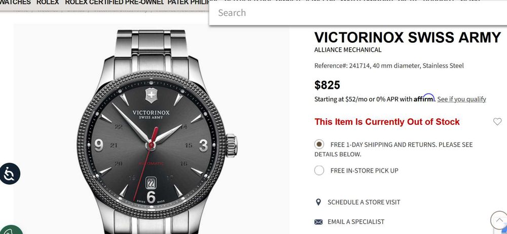 БАРТЕР Victorinox Alliance MECHANICAL ETA Caliber 2824-2