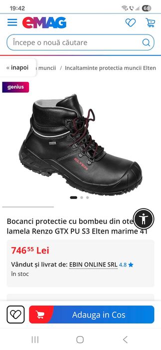 Bocanci protectie cu bombeu de otel ELTEN nr 42