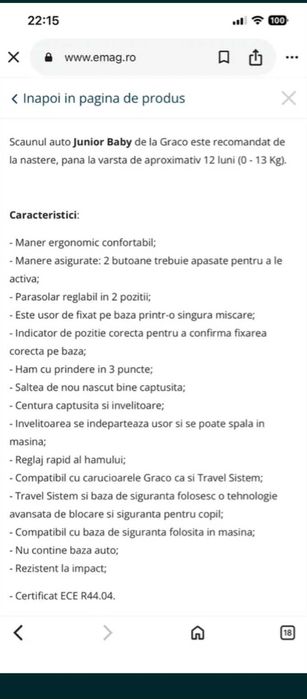 Scoica auto Graco Junior