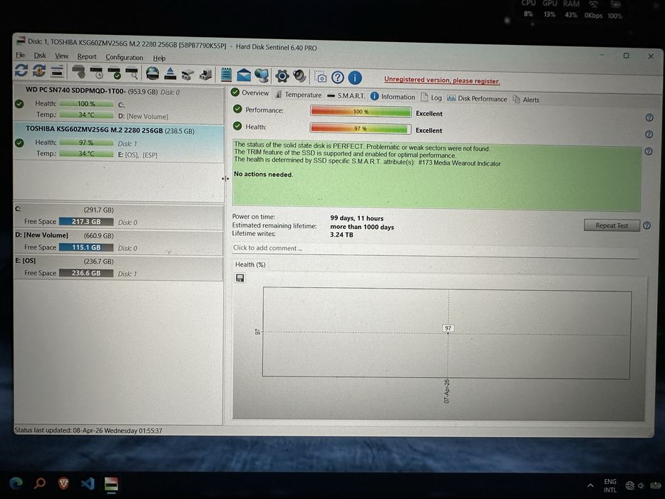 Ssd Toshiba KSG60ZMV256G M.2 2280 256GB