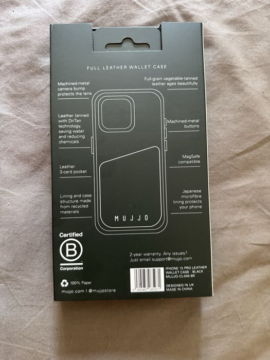 Mujjo Премиум кейс Iphone 15 Pro