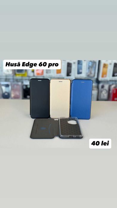 Husă tip carte , folie, cablu, încărcător  Motorola Edge 60 Pro