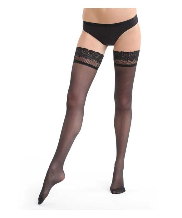 Dres dama cu dantela peste genunchi, 25D, DIM UP, negru, marime 3