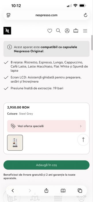 Nespresso Espressor Creatista Plus steel grey