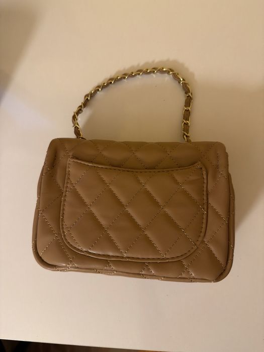 Дамска чанта Chanel Mini Classic в бежов и светло син цвят