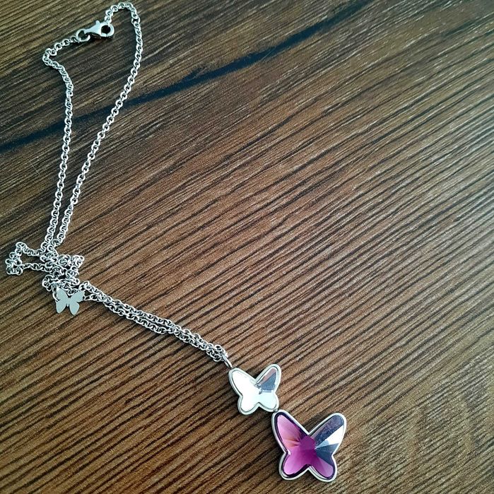 Колие мед.стомана и кристал+поставка за бижута