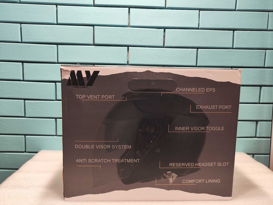 MY-835 джет каска с визьор, ECE 22.06, матово черна, M N5