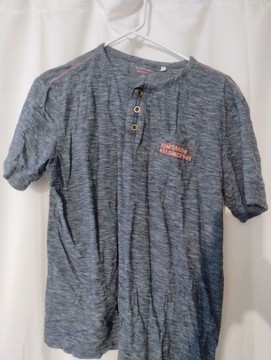 Cămașă gri cu stiching roz mare Tom Tailor