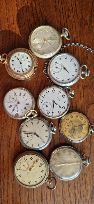 Lot  9 ceas buzunar omega elgin eweco simon pwc suab swiss made