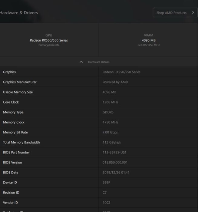 Radeon RX550 4GB DDR5