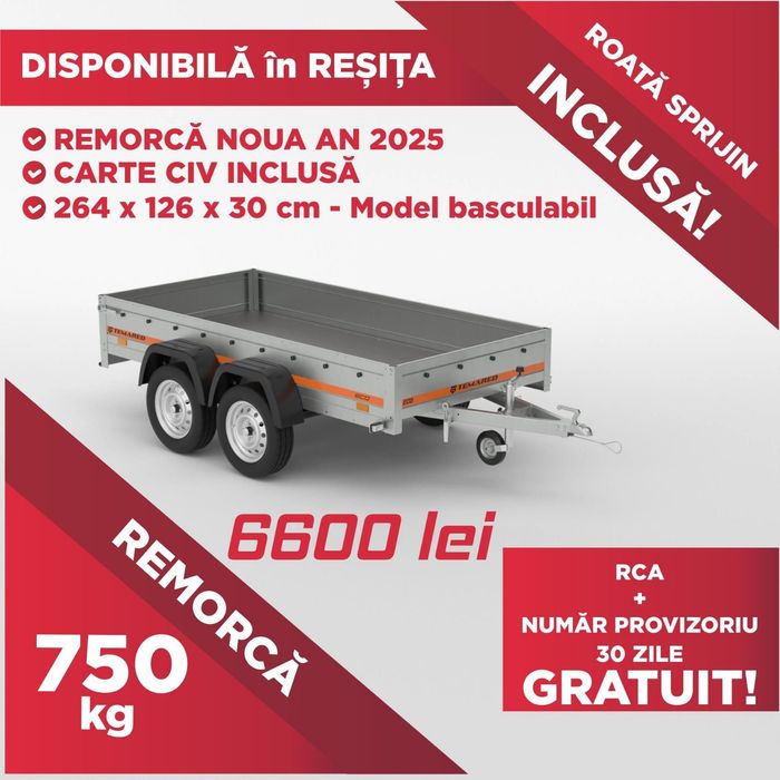 Remorca 750 kg Temared Basculabilă