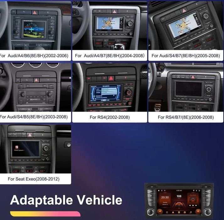 Мултимедия за Audi A4 B6 B7 RS4 навигация Android плеър 2DIN А4 Ауди, 2DIN, Audi A4 B6, B7