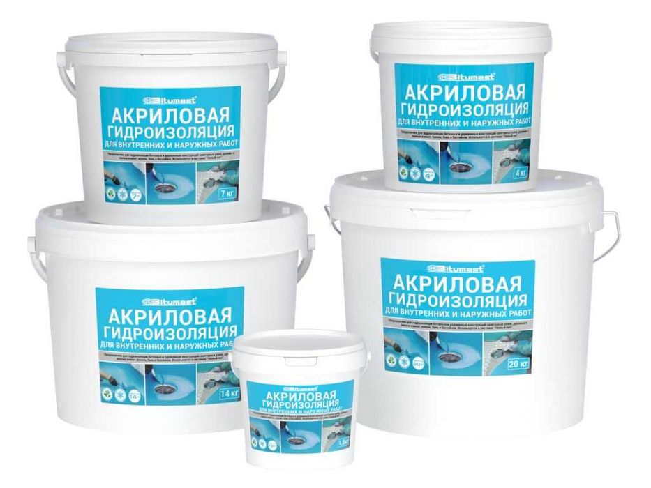 Акриловая гидроизоляция для внутренних работ 7 кг Россия