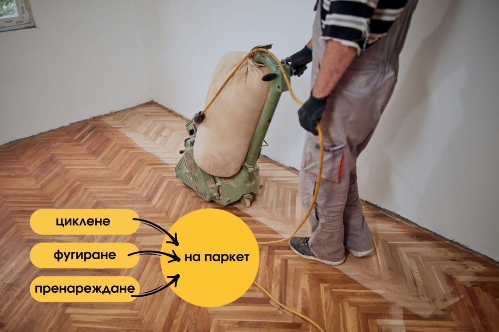 Редене, циклене, фугиране, лакиране на паркет