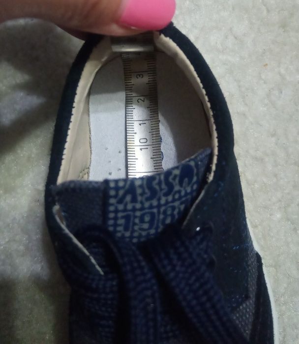 Велурени обувки на италианската марка "ASSO", номер 21, стелка 13,5 см