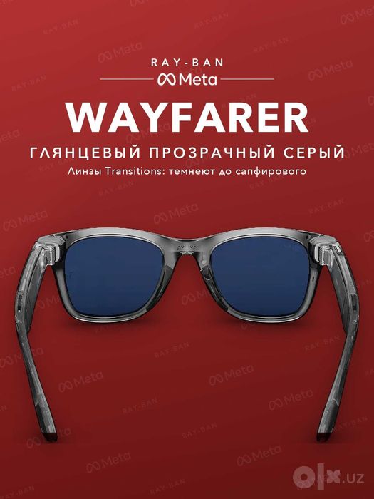 Ray-Ban Meta Wayfarer Gen 2 Shiny Transparent Grey, линзы Transitions