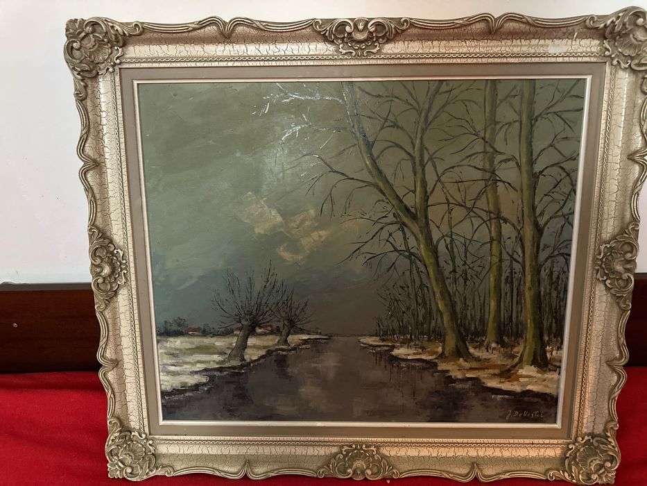 Живописна картина – зимен пейзаж с канал