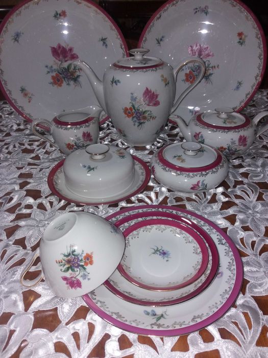 Чайный сервиз ТОНЧАЙШИЙ форфор Volkstedt Rudolstadt Beyer and Bock