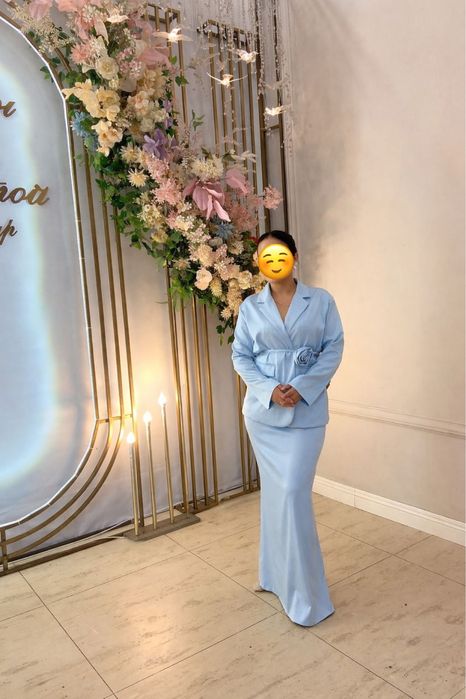 Стильный синий костюм-двойка