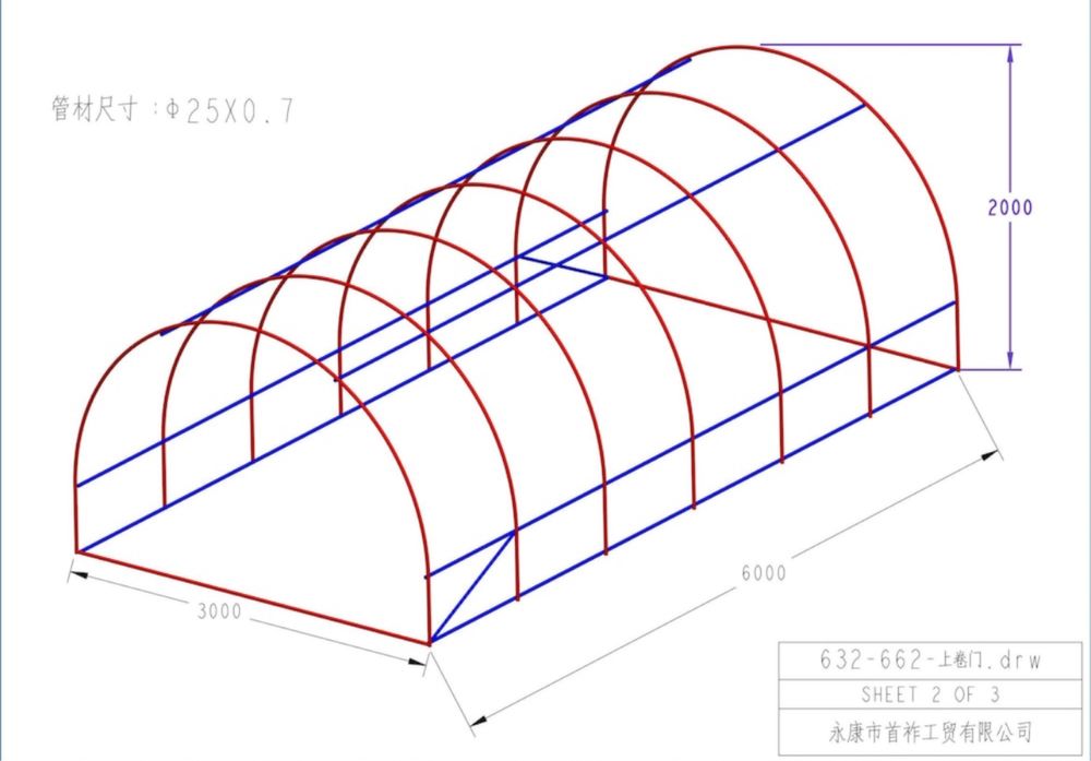 Градинска оранжерия с метална конструкция 6х3х2м, за зеленчуци, зелена