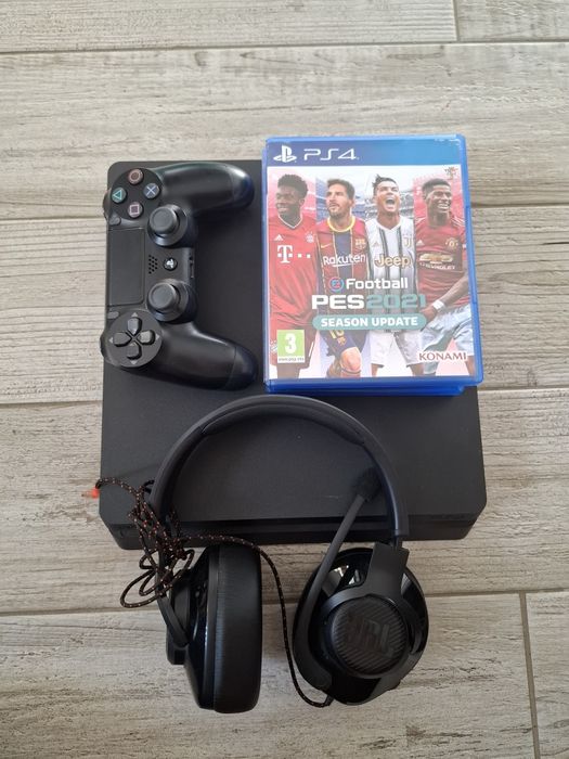 Ps4 slim CUH-2216A 500GB,manetă dualwave(original),căști JBL quantum 200(pentru manetă)+3 jocuri