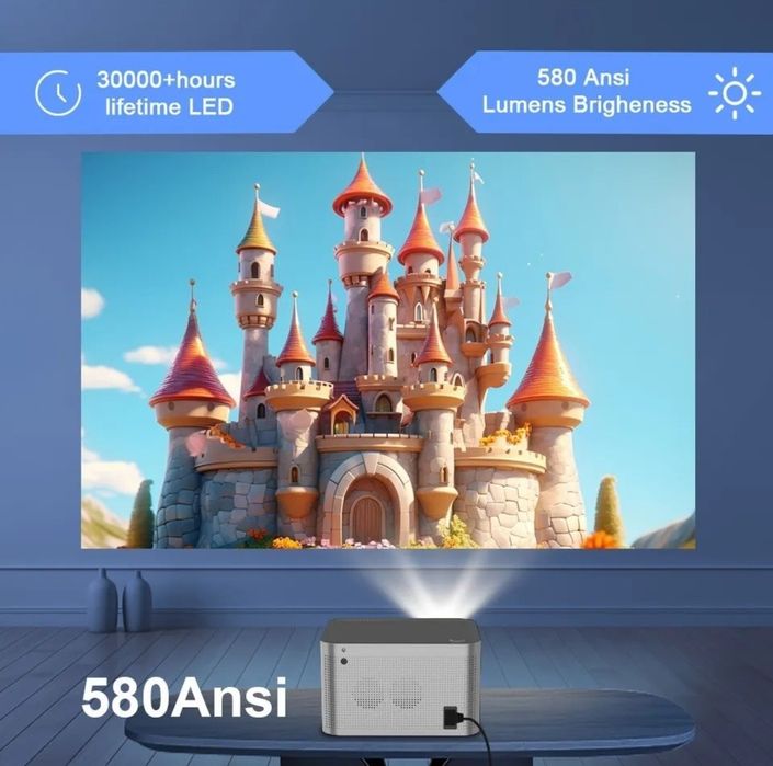Videoproiector LED 4K,Android 11,Wi-Fi 6,32G, 580 ansi Nou