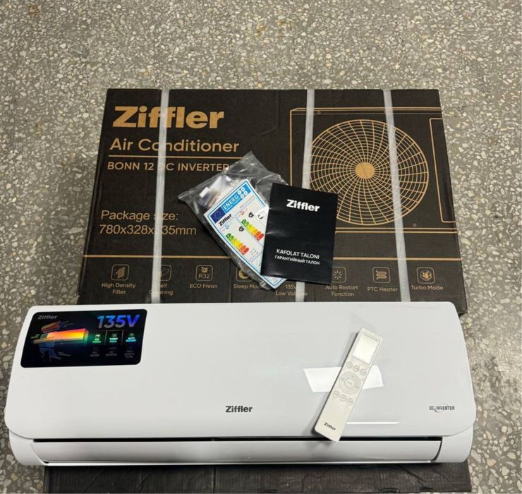 Кондиционер Ziffler 12 Inverter R32 + ТЕН Установка + Доставка