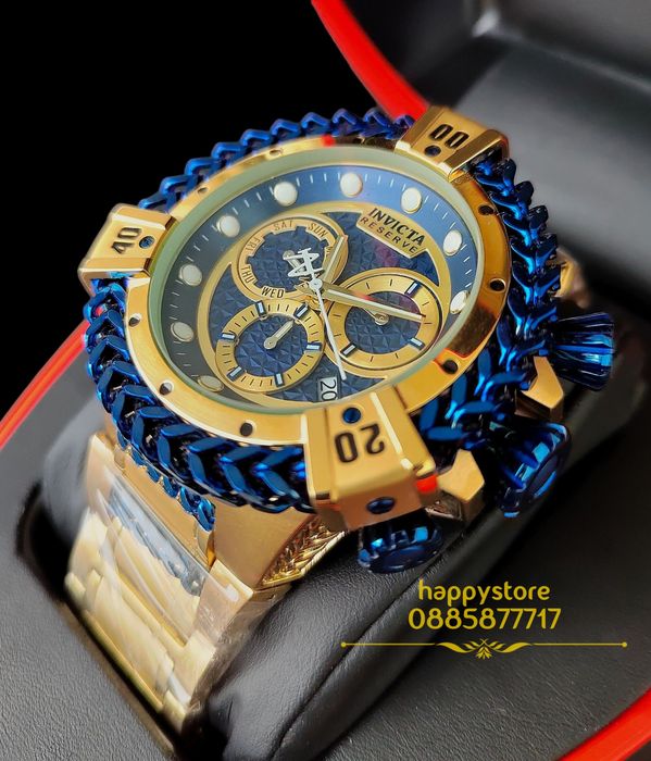 часовник INVICTA Hercules Gold and Blue 56 mm, Инвикта нов