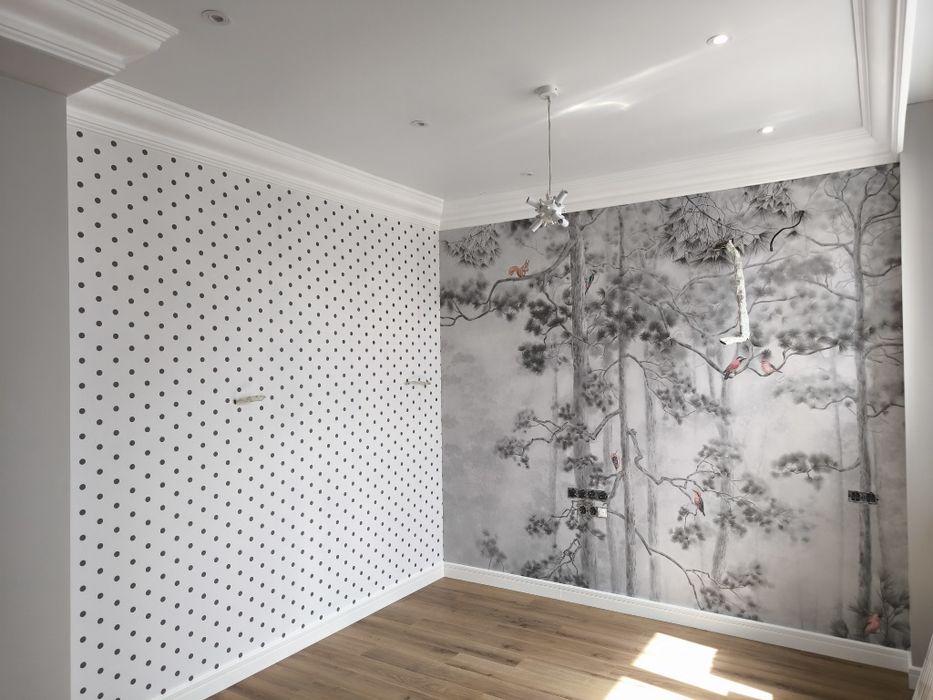 Поклейка обоев, шпаклёвка