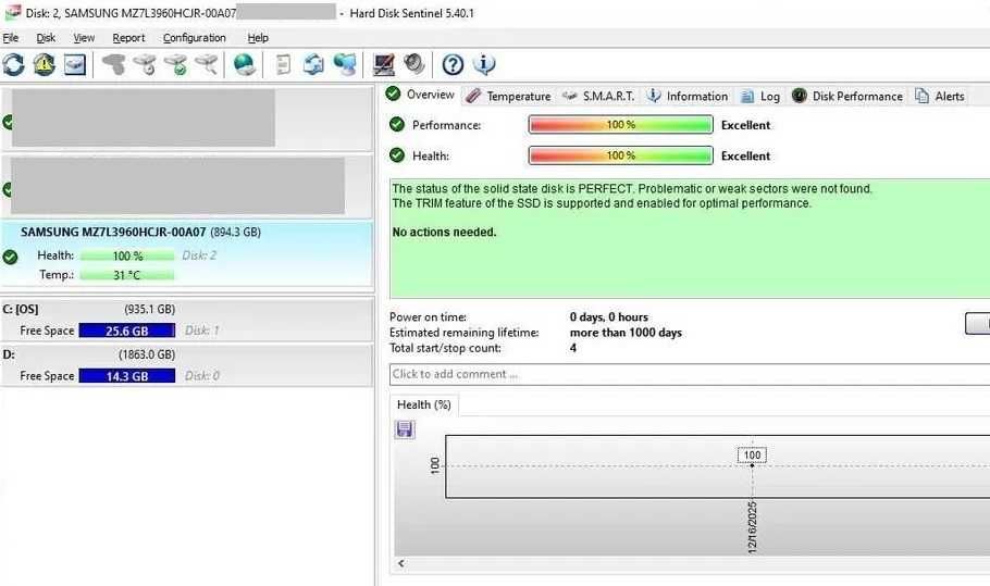 SSD SERVER sau NAS Samsung PM893 2.5" 960GB DataCenter