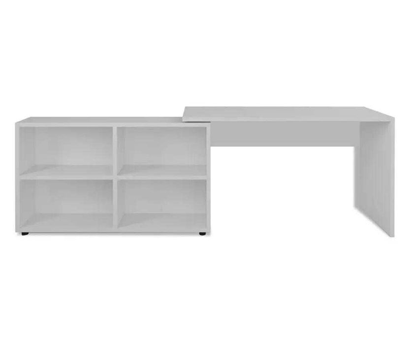 Birou DacEnergy, de colt, patru rafturi, 100/120x29/50x76 cm, alb