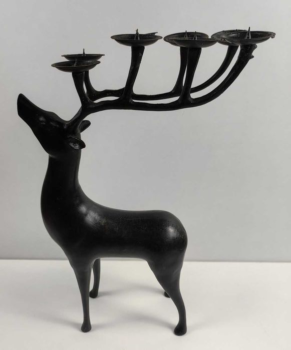 1,775 КГ Разкошен Голям СВЕЩНИК ЕЛЕН РОГА Месинг Или Бронз