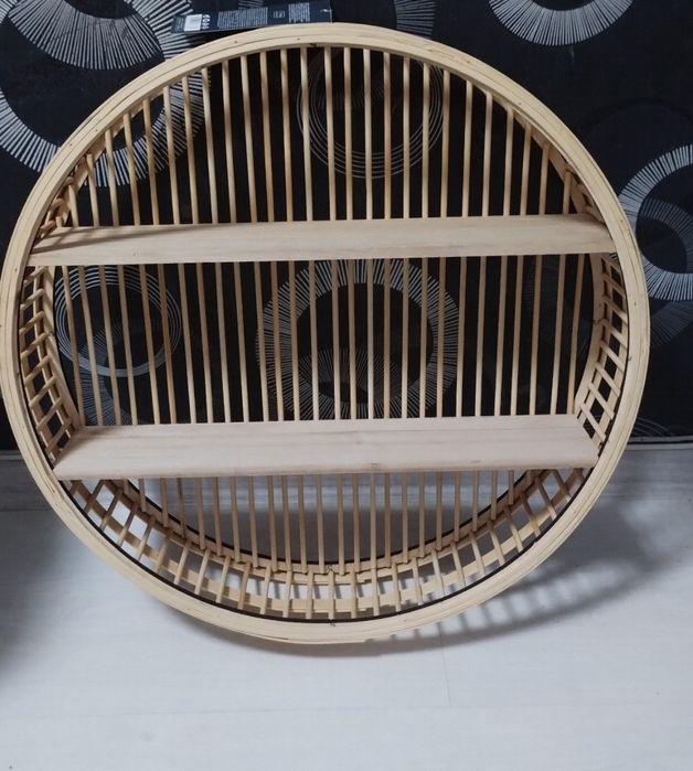 Бамбукова кръгла етажерка за стена