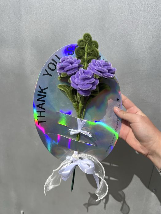 Плюшевые розы, из синельной проволоки