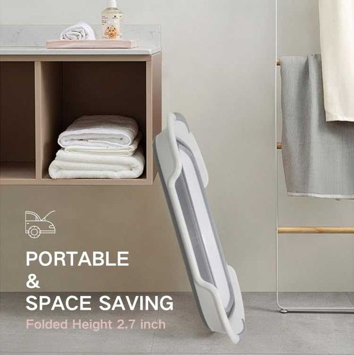 Lighean pliabil 40L plastic si silicon cu manere antiderapante 60x39cm