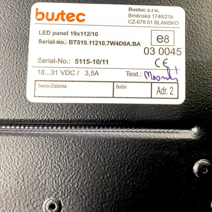 LED19X112 Semnul destinației autobuzului, dreapta BUSTEC Arway, Crossway, Crealis, Magelys, Proway, Daily Tourys (2006-) IRISBUS