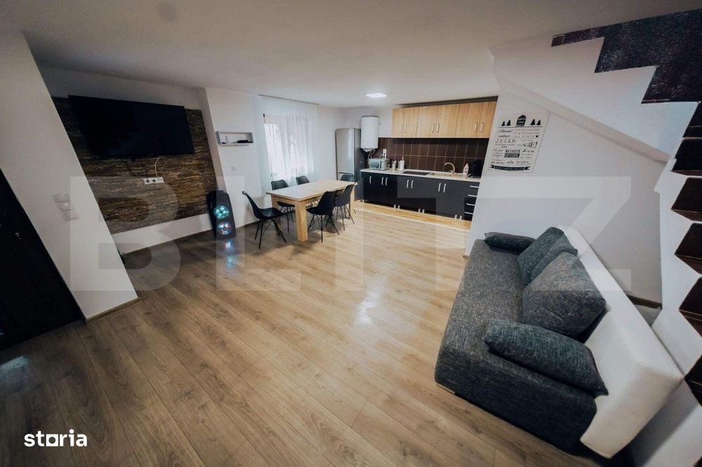 Cabana rustica,4 camere,90mp utili,foisor,gratar,teren 182mp,zona Bail