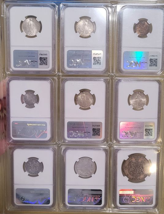 Monede Romania Gradate NGC Carol l,Carol ll,Mihai l bani vechi bancnote