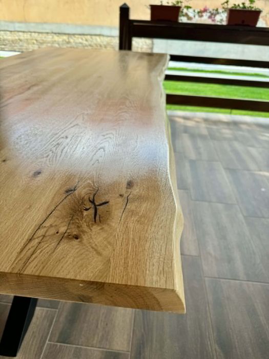 Blat masiv stejar 210x92x3,8 cm – LIVE EDGE – NOU