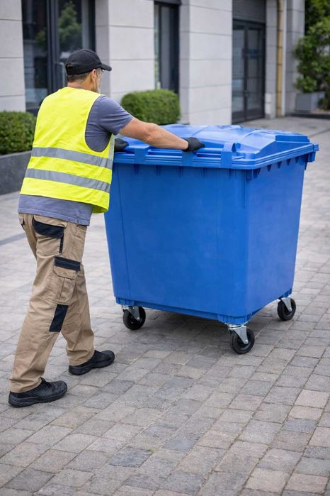 Пластмасов контейнер за смет  1100 л - здрав HDPE материал, 4 колела