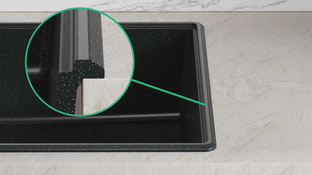 Графит кухненска мивка от гранит Копенхаген 60 Top 900х500